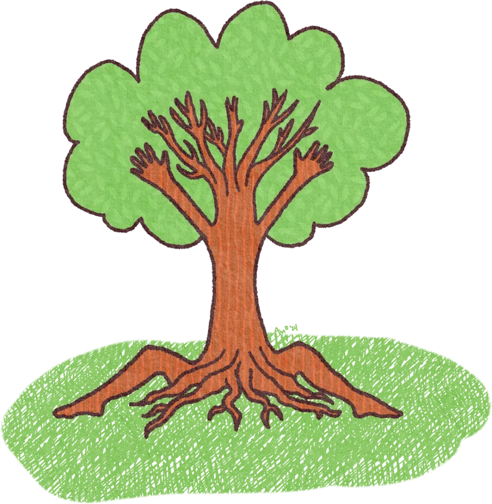 Rooted Everywhere I Go 1 Rooted tree with hands as branches and legs and feet with roots